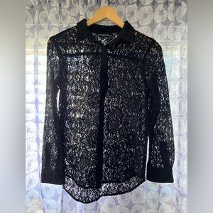 WILDFANG The Empower Lace Button Up in black size XS